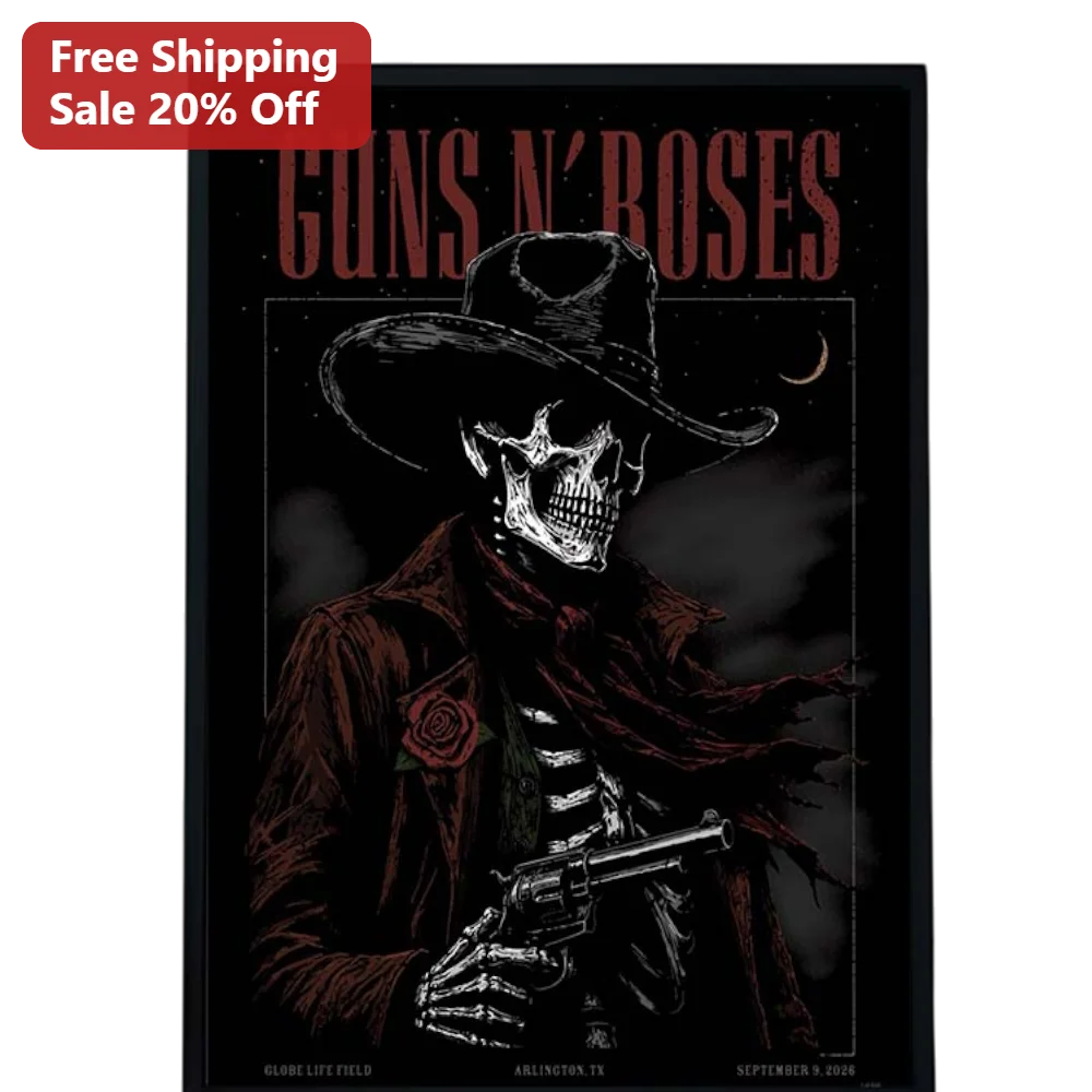 Guns N Roses Poster Vintage Skeleton Cowboy Art Print Rock Band Wall Decor
