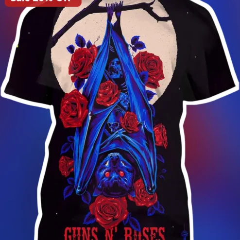 Guns N Roses San Antonio Alamodome Concert Tee Sep 16 2026 Gothic Bat Rose Raglan Shirt
