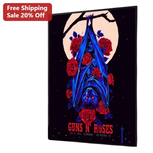 Guns N' Roses San Antonio Bloomdome Tour Poster Sep 16 2026 Gothic Rock Concert Art