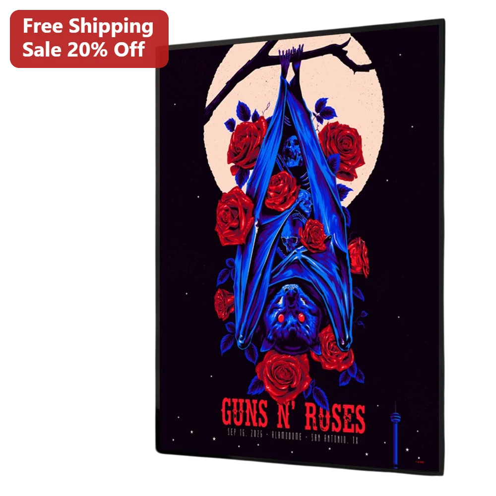 Guns N' Roses San Antonio Bloomdome Tour Poster Sep 16 2026 Gothic Rock Concert Art