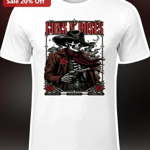 Guns N' Roses Skeleton Cowboy Vintage Western Rock Graphic Tee
