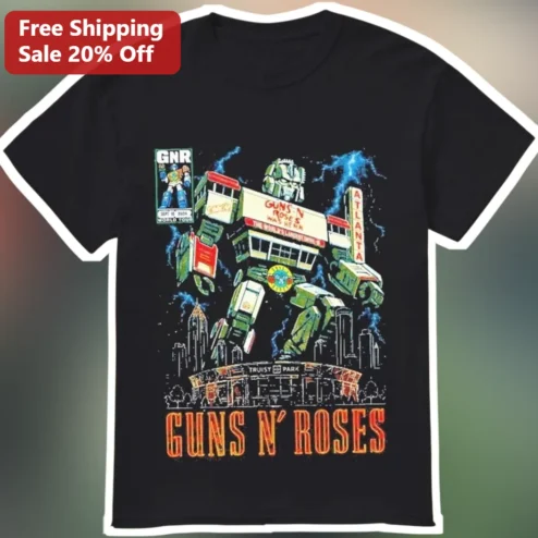 Guns N' Roses Tee Vintage Robot Transformer Tour Bus Graphic T-Shirt