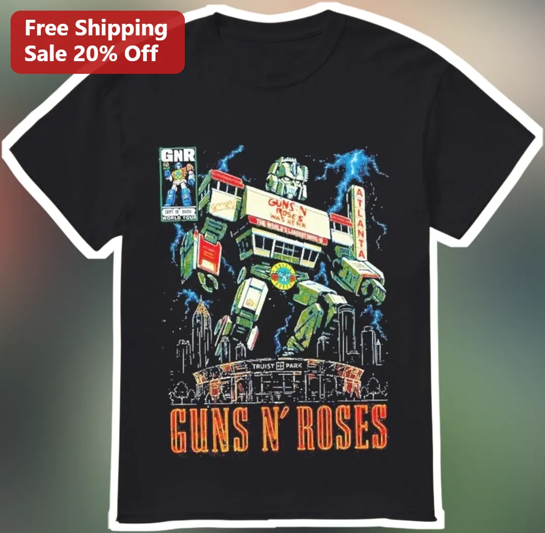 Guns N' Roses Tee Vintage Robot Transformer Tour Bus Graphic T-Shirt