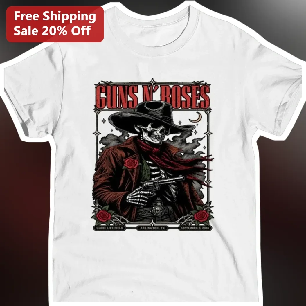 Guns N' Roses Tee Vintage Skeleton Cowboy Western Rock Graphic T-Shirt