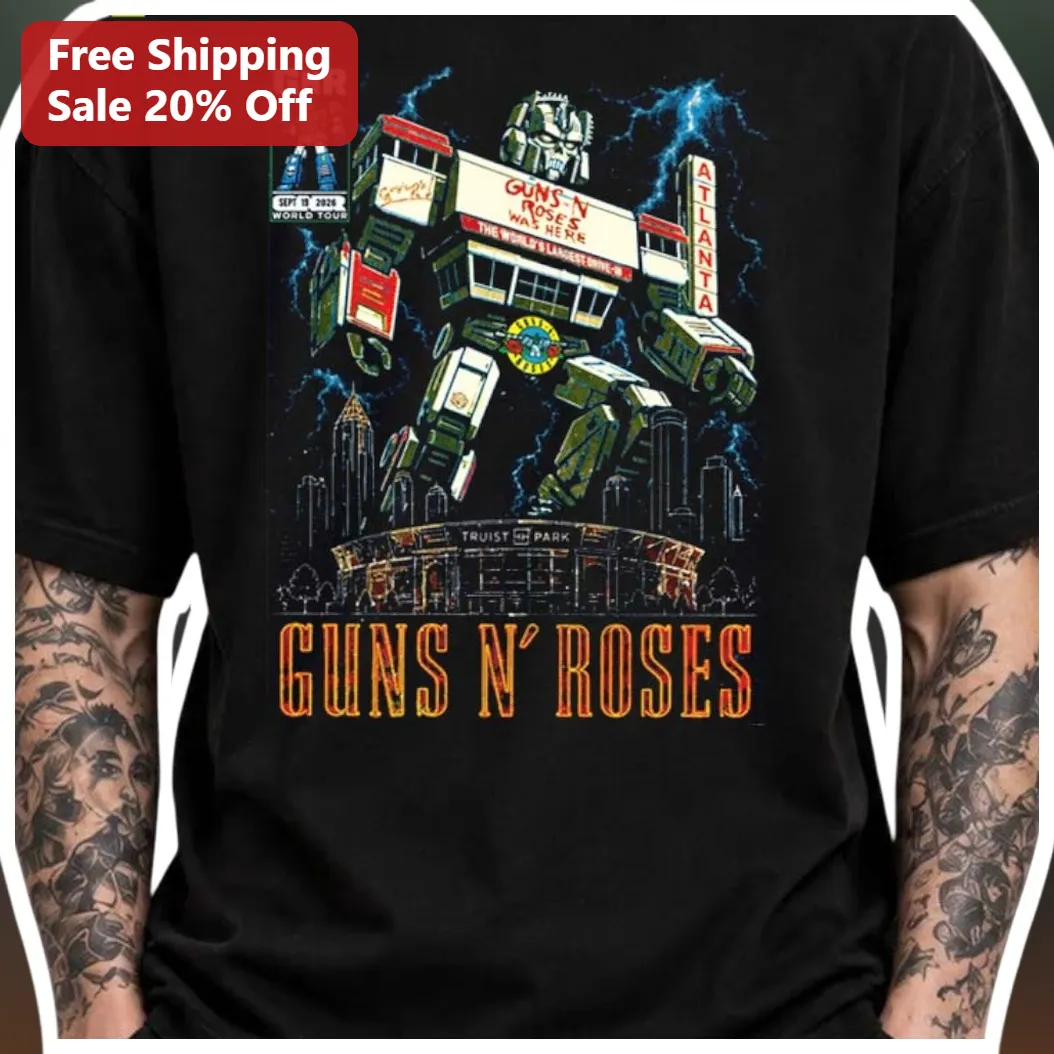 Guns N Roses Was Here Robot Tour Bus Graphic Tee