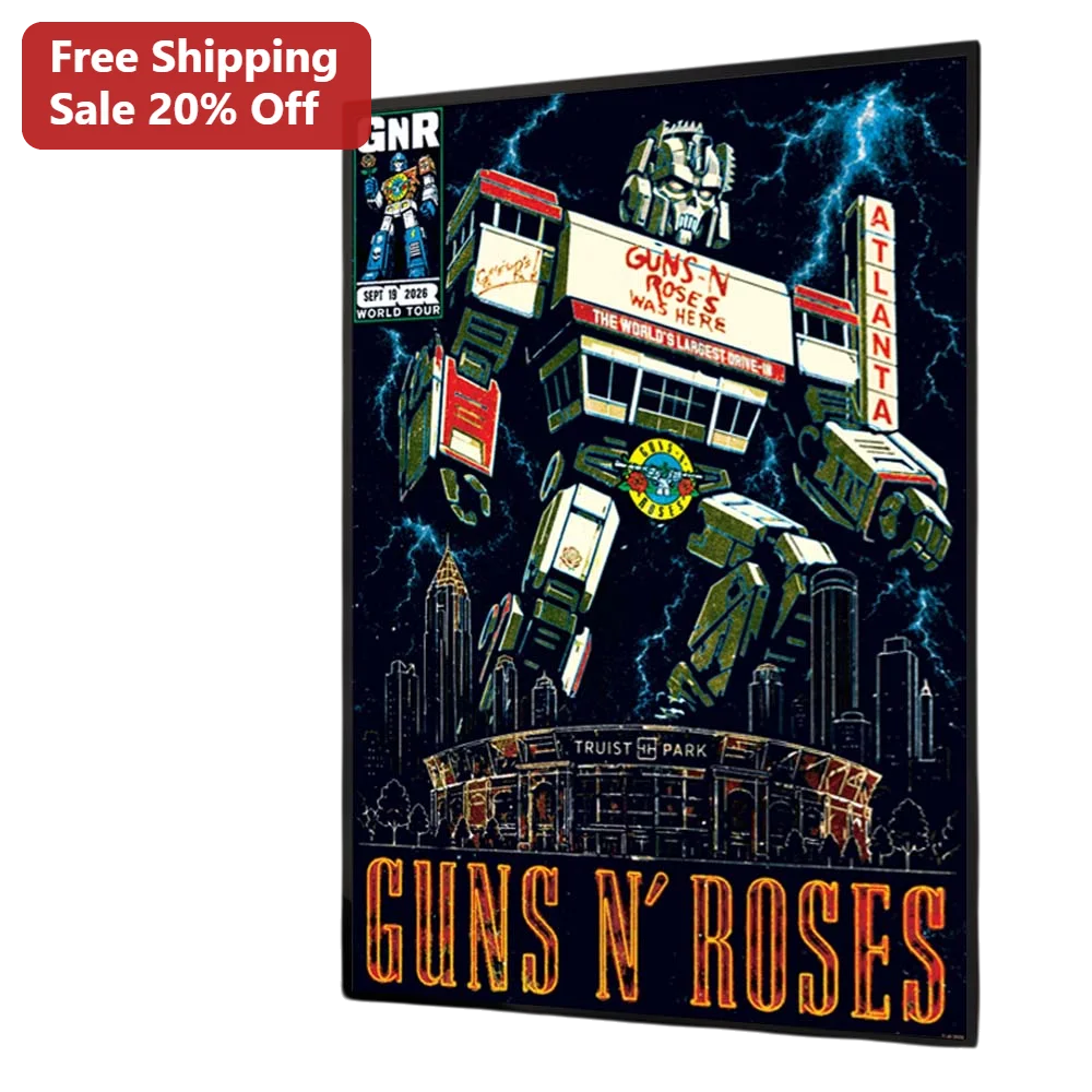 Guns N Roses Was Here World's Largest Drive-In Vintage Robot Poster Rock Band Wall Art