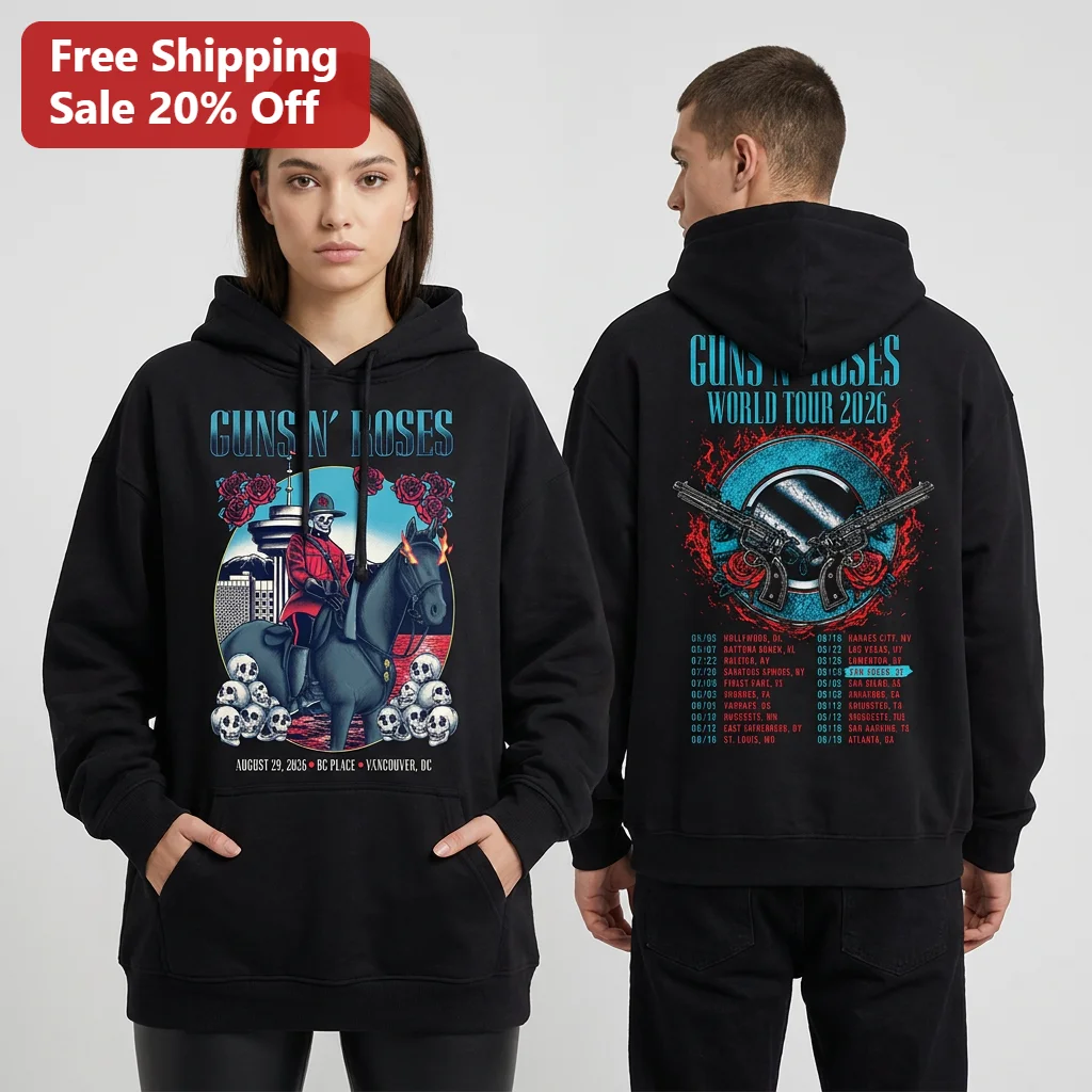 Guns N' Roses World Tour 2026 Vancouver Hoodie, August 29 BC Place Concert Merch Gift for Rock Fans