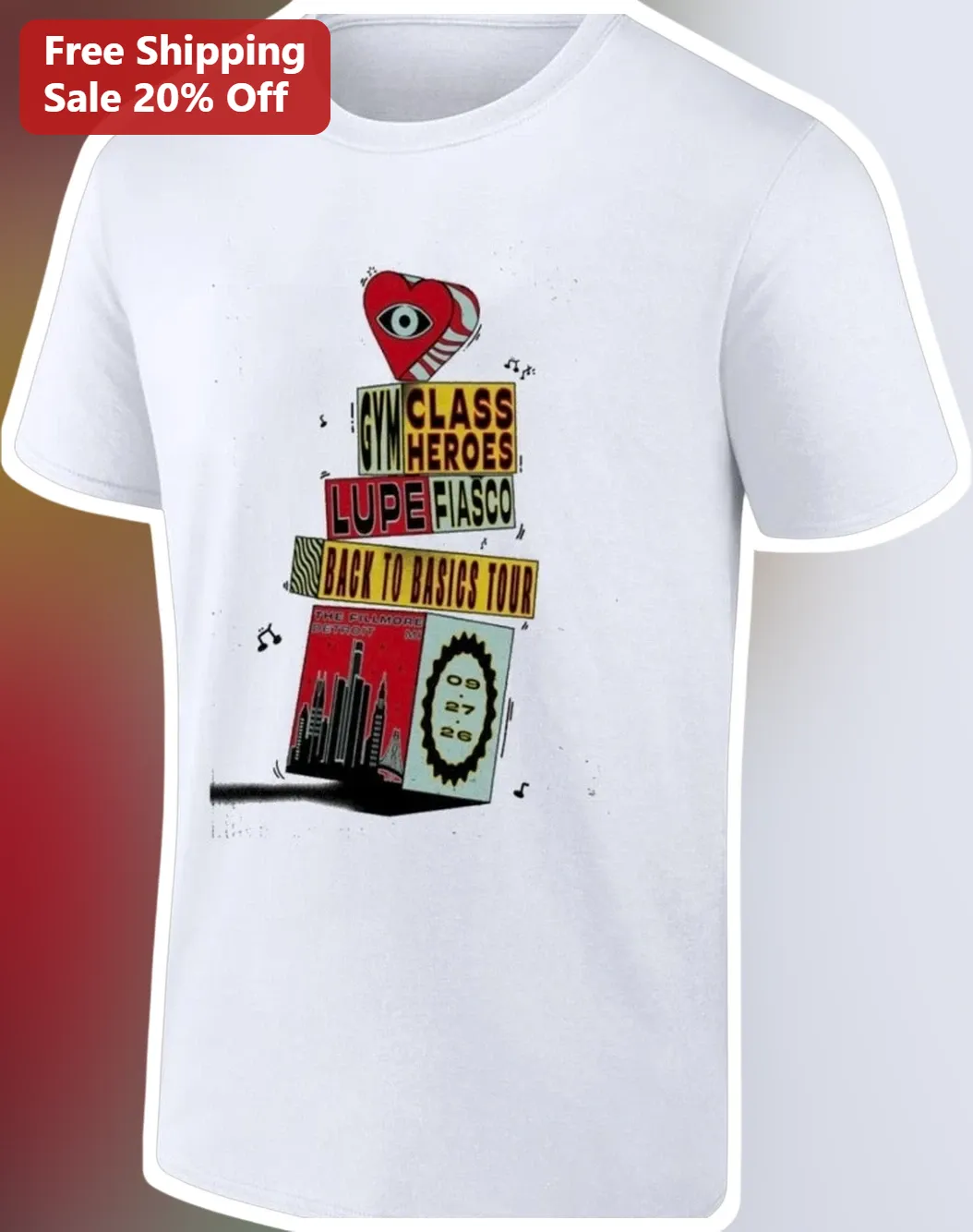 Gym Class Heroes Back to Basics Tour Tee Lupe Fiasco Rap Rock Merch Gift