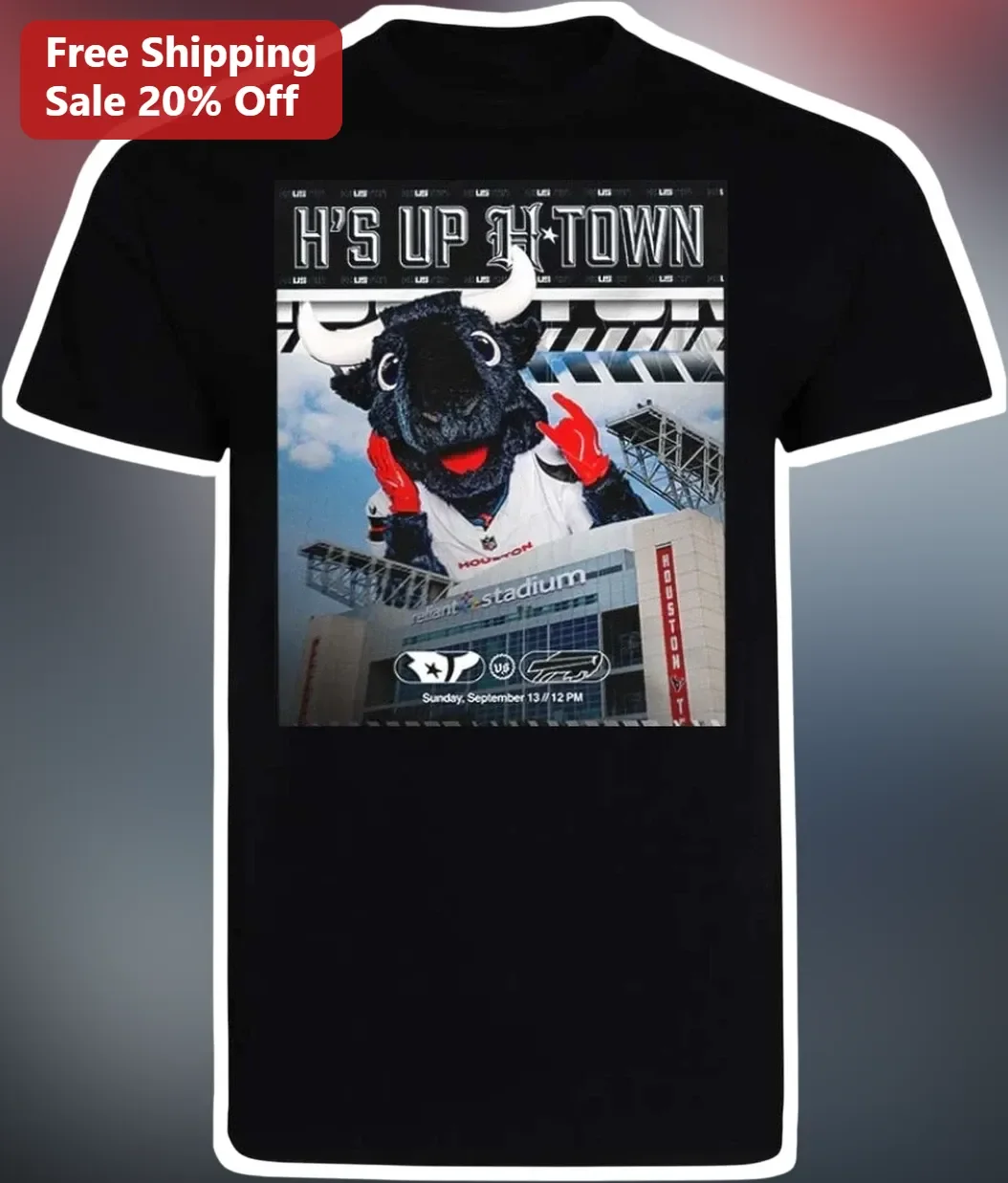 H's Up H-Town Houston Texans Fan Graphic Tee Game Day Apparel