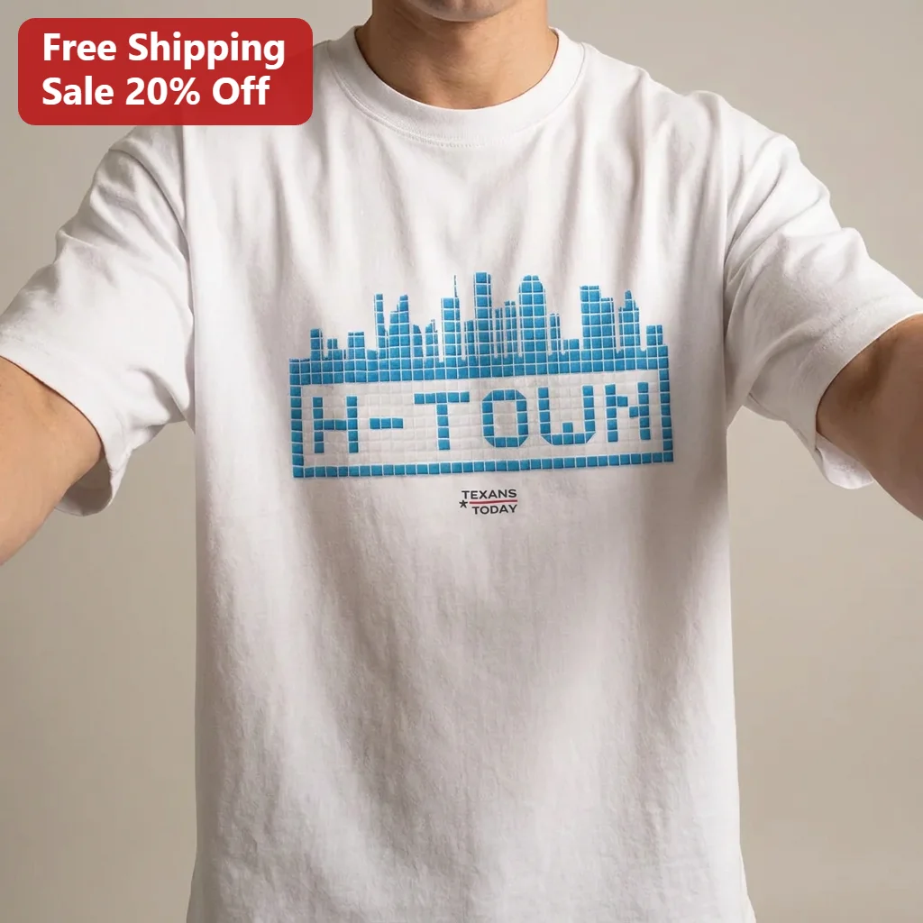 H-Town Tee Houston Texans Pixel Skyline Shirt, Houston City Pride Gift for Football Fans