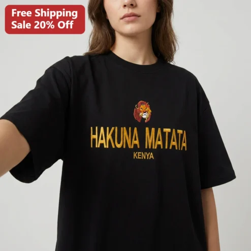 Hakuna Matata Kenya Tee, Lion King Simba Graphic T-Shirt, Kenya Souvenir Gift for Disney Fans and Africa Travel Lovers