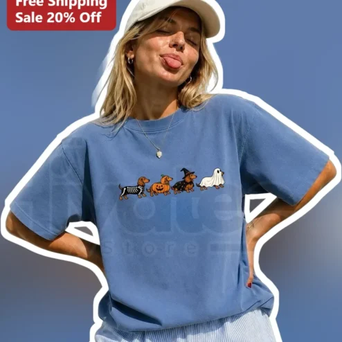 Halloween Costume Dachshund Dogs Graphic Tee Funny Dog Mom Gift
