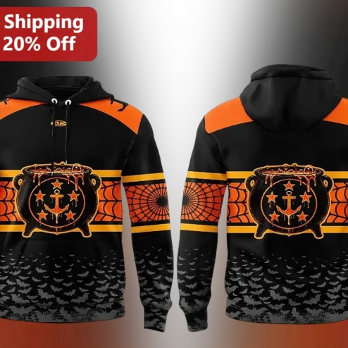Halloween Navy Anchor Cauldron Hoodie Spooky Nautical Veteran Gift