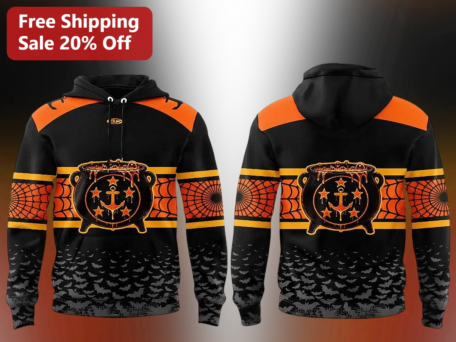Halloween Navy Anchor Cauldron Hoodie Spooky Nautical Veteran Gift
