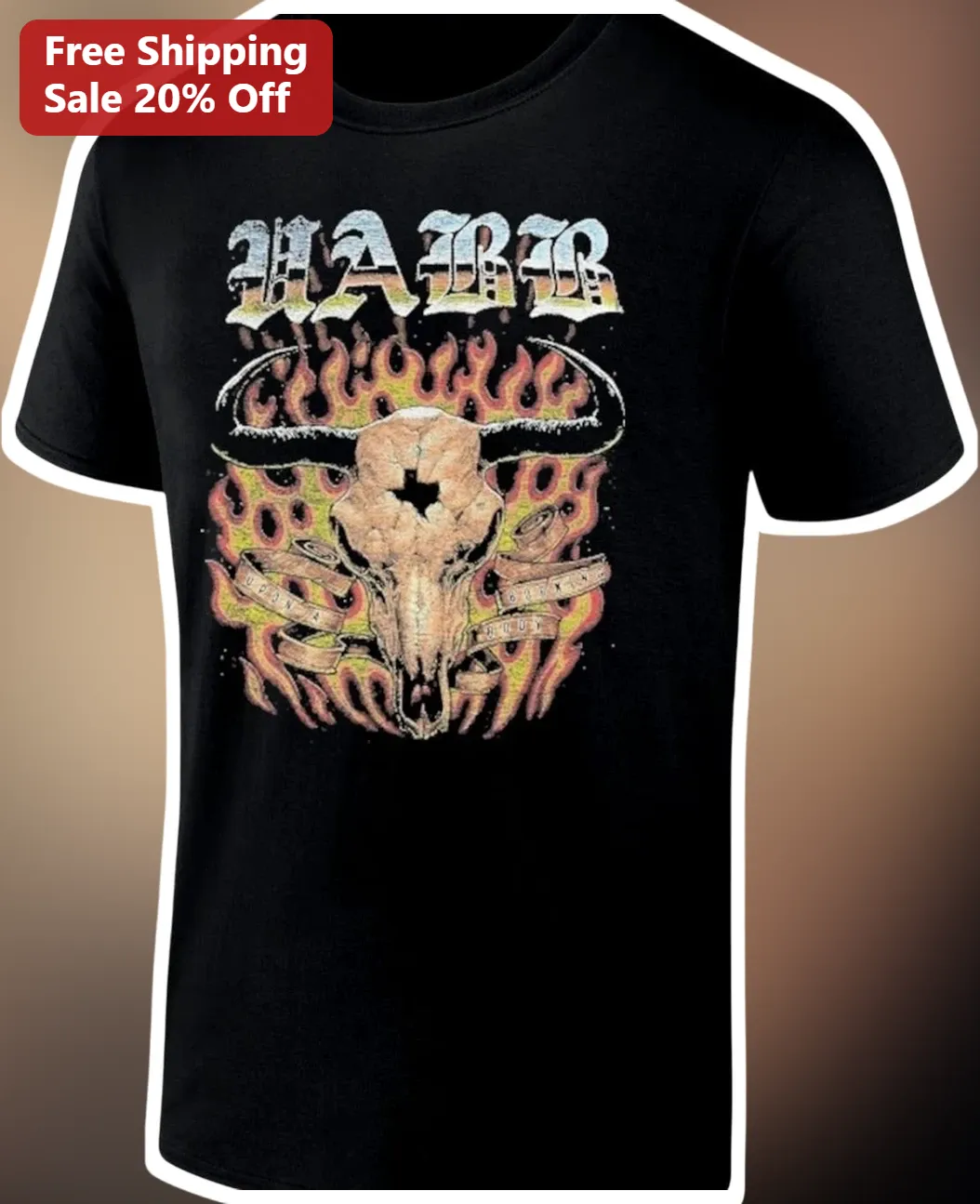 HARB Tee Harland Williams Half Baked Cow Skull Flame Graphic T-Shirt