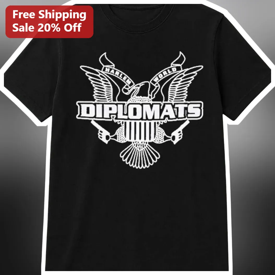 Harlem World Diplomats Tee Vintage 2000s Hip Hop Eagle Graphic Shirt Y2K Streetwear Gift