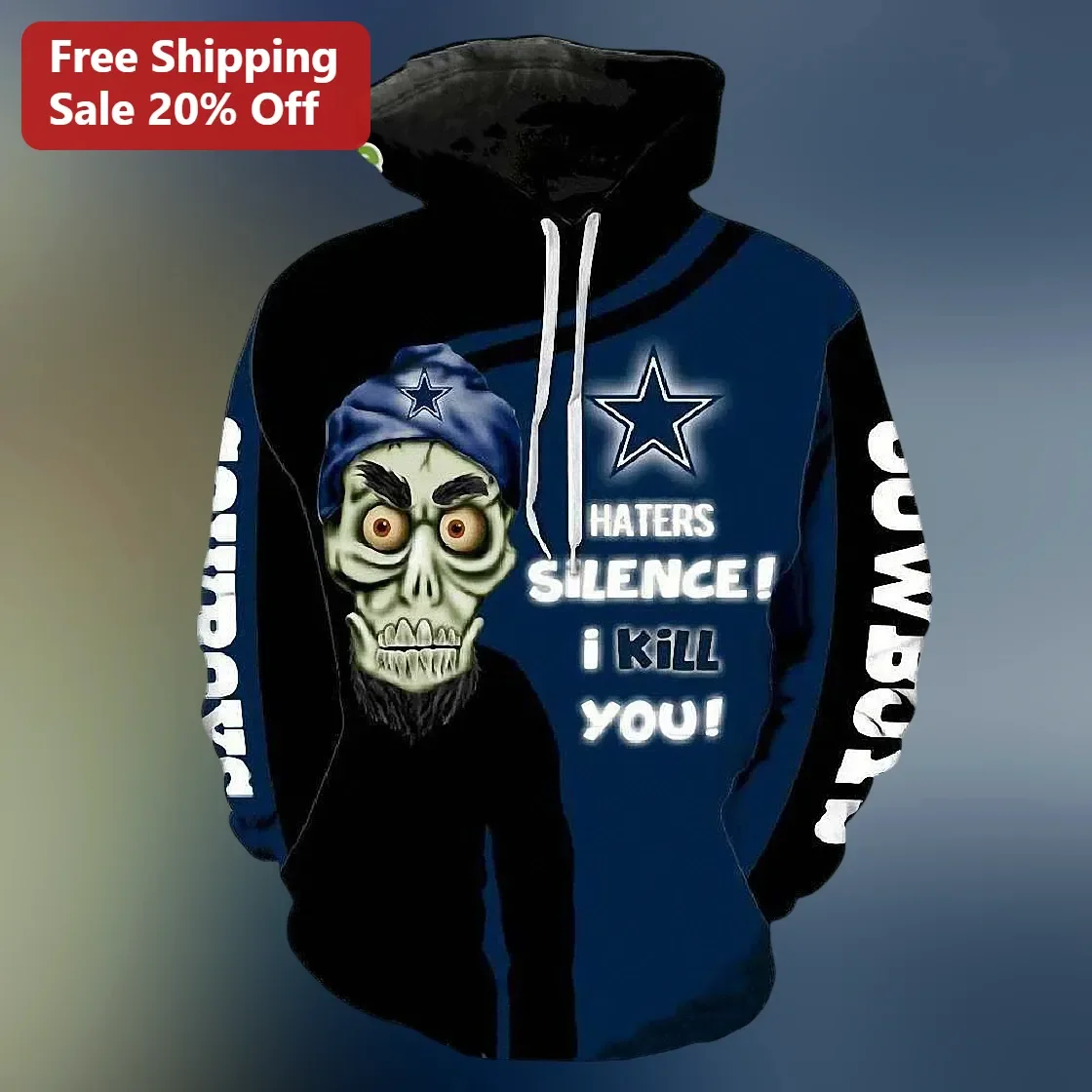Haters Silence I Kill You Meme Hoodie Edgy Skeleton Streetwear