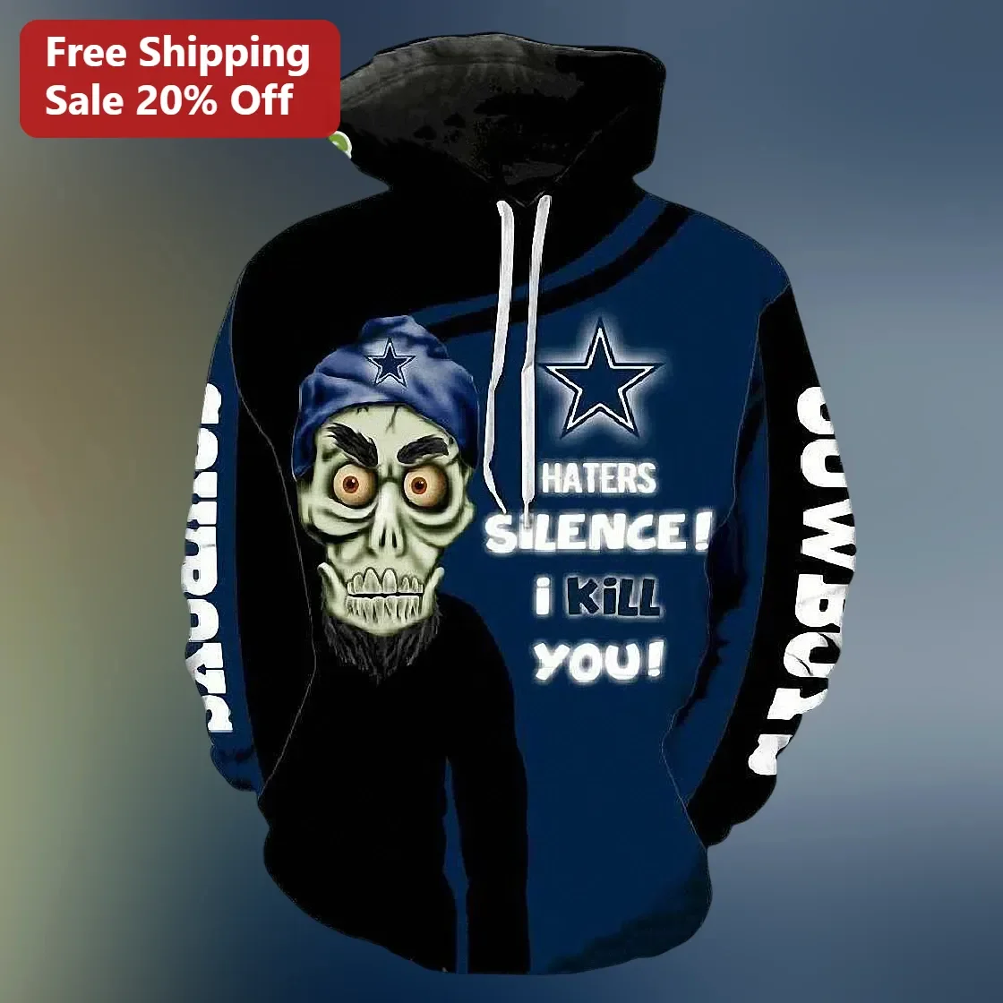 Haters Silence I Kill You Skull Skeleton Graphic Hoodie Unisex 3D Print Gift For Sports Fans