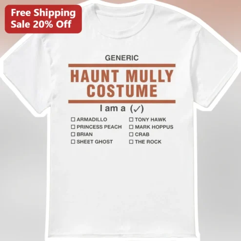 Haunt Mully Costume Tee Funny Halloween Checklist Graphic Shirt for Men Women