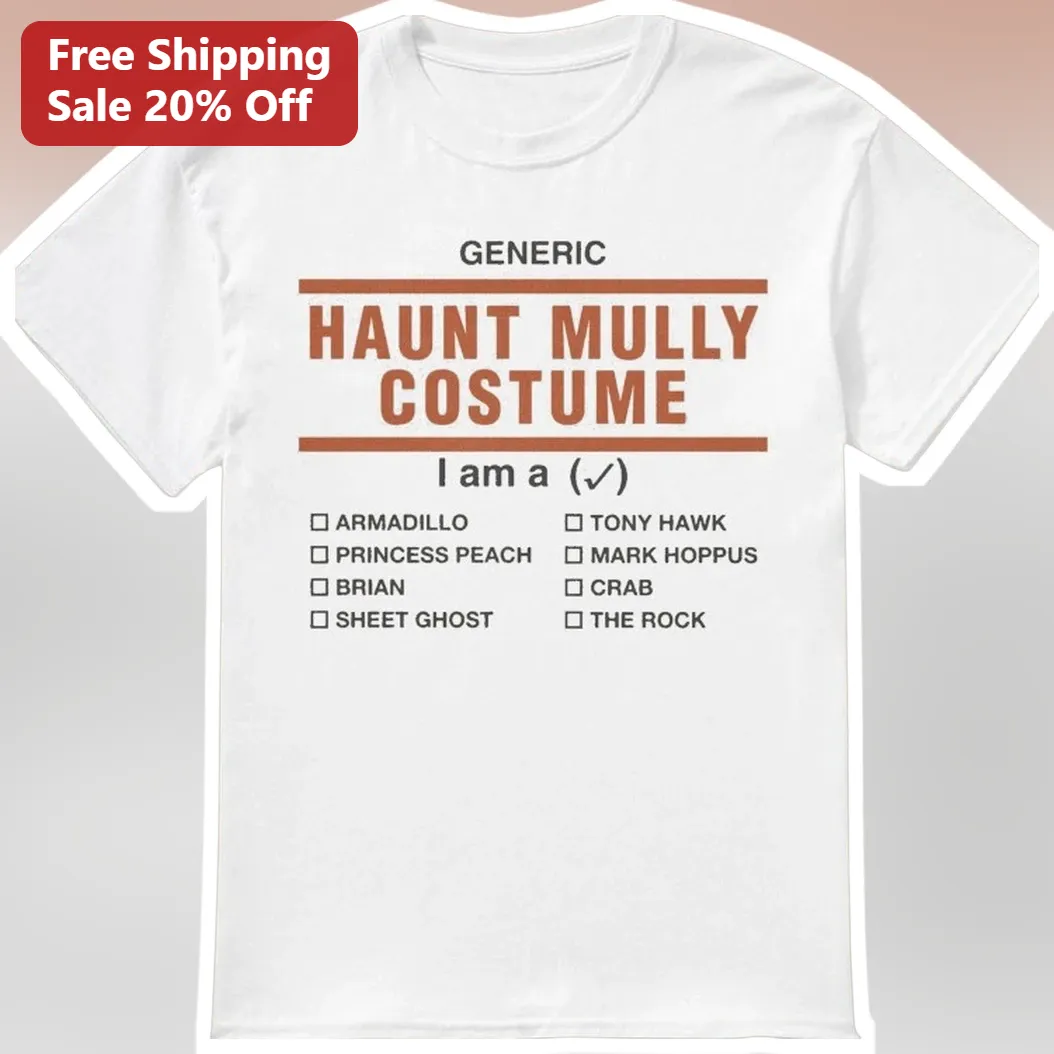 Haunt Mully Costume Tee Funny Halloween Checklist Graphic Shirt for Men Women
