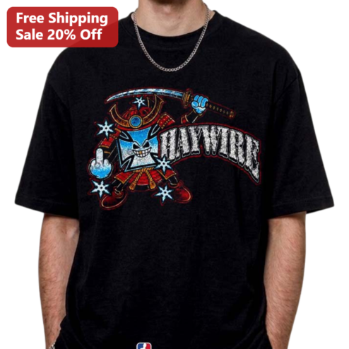 Haywire Samurai Graphic Tee Distressed Streetwear Punk Y2K T-Shirt