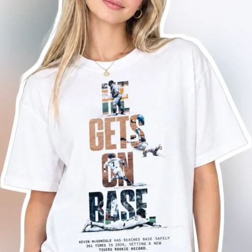 He Gets On Base Tee Moneyball Quote Graphic Shirt for Baseball Fans