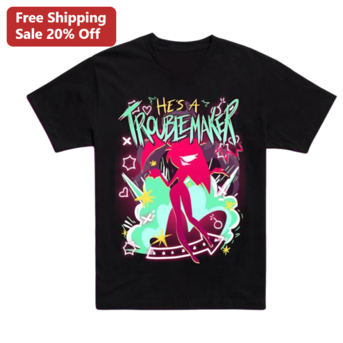He's A Troublemaker Niffty Tee Hazbin Hotel Graphic T-Shirt, Funny Animated Fan Merch Gift