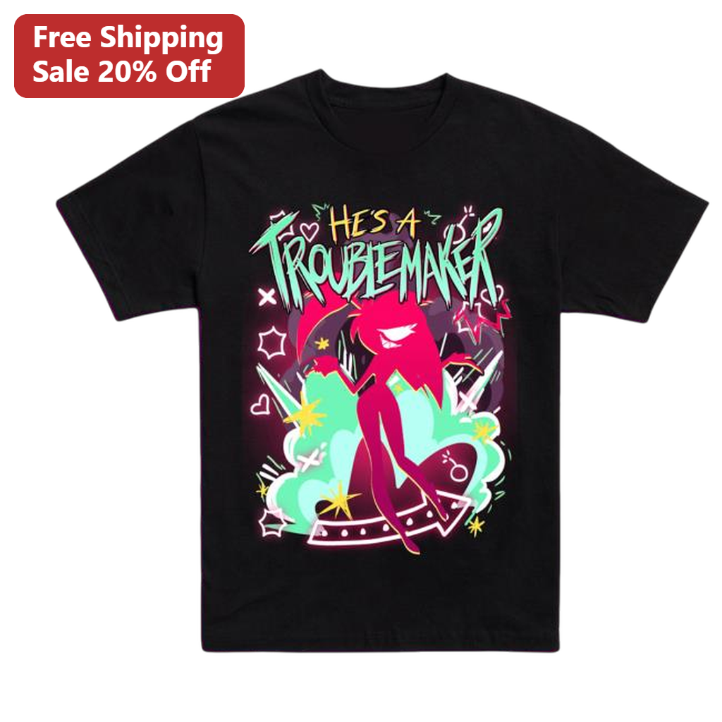 He's A Troublemaker Niffty Tee Hazbin Hotel Graphic T-Shirt, Funny Animated Fan Merch Gift