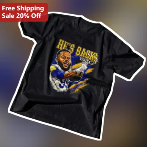 He's Back Cooper Kupp Rams Graphic Tee NFL Football Fan Gift