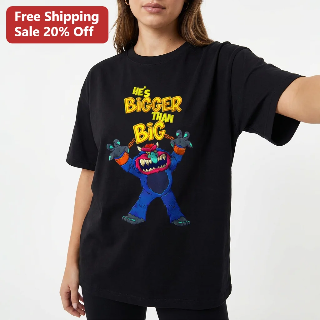 He's Bigger Than Big My Pet Monster Tee, Retro Cartoon Monster Graphic T-Shirt, Novelty Big and Tall Gift for Monster Fans