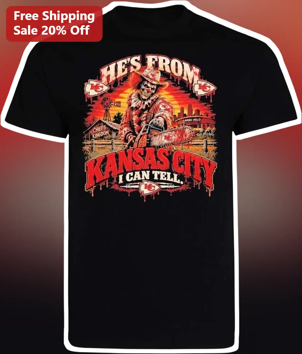 He's From Kansas City I Can Tell Tee Funny KC Chiefs Horror Clown Graphic Shirt Gift