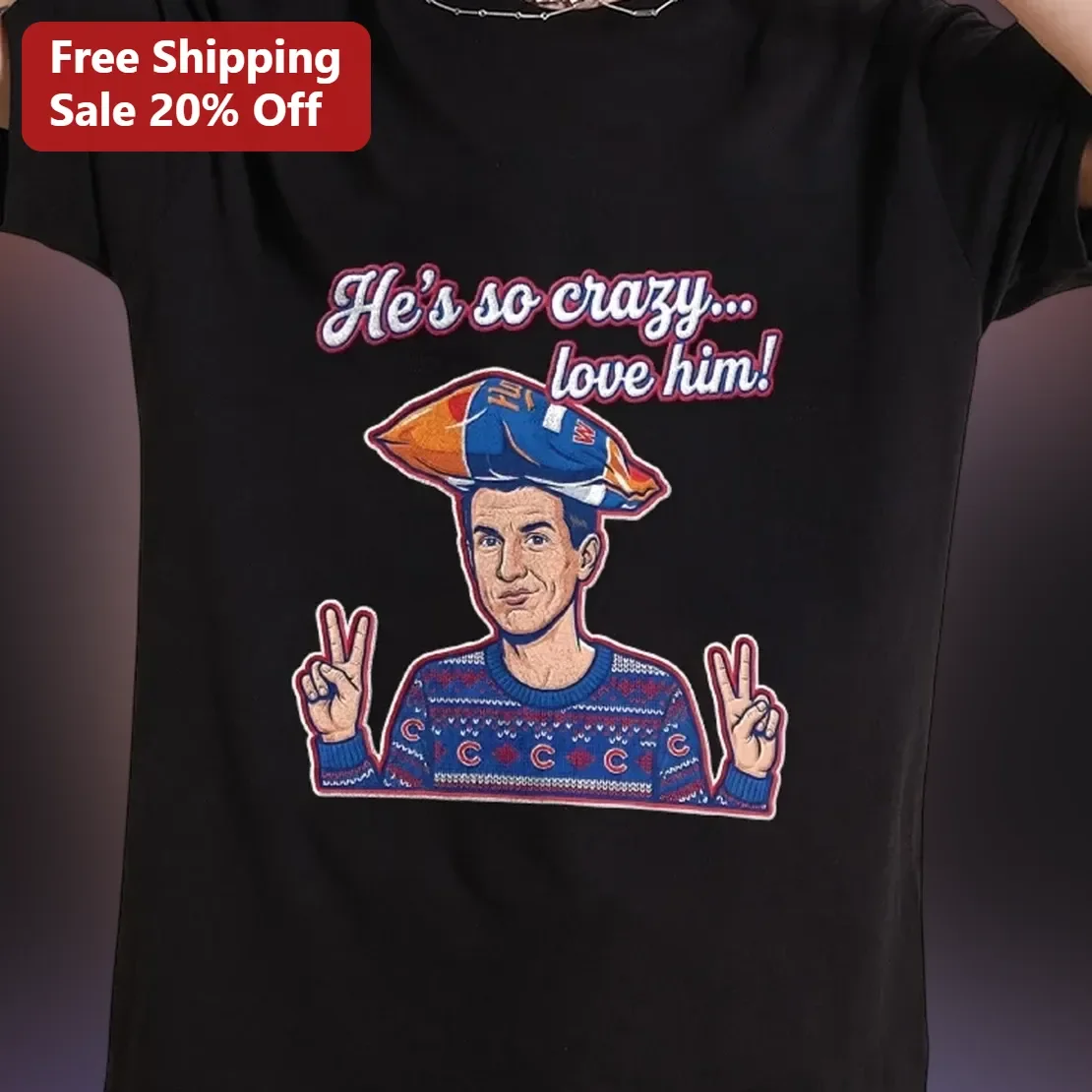 He's So Crazy Love Him Chicago Bears Funny Football Wife Graphic Tee