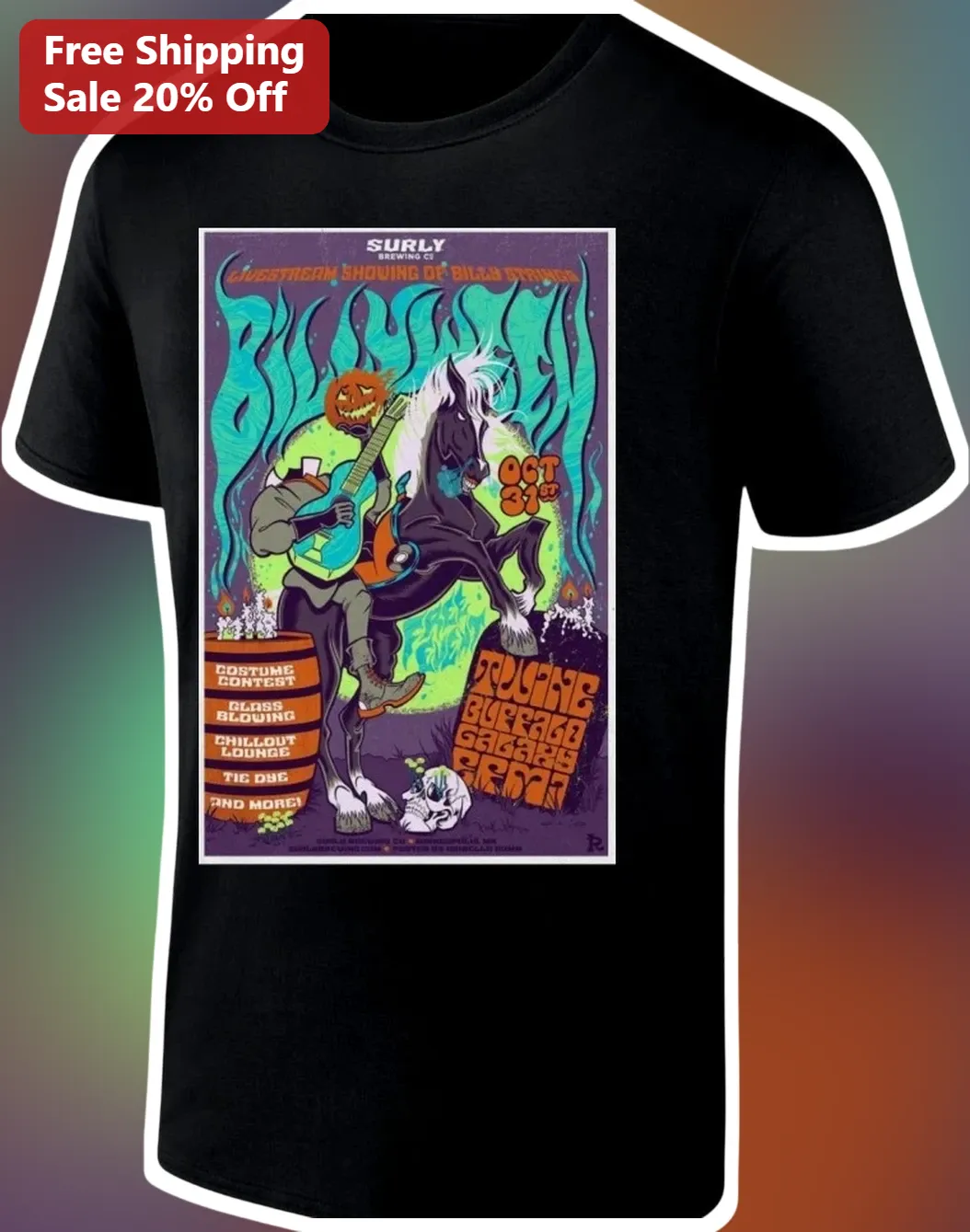 Headless Horseman Billy Strings Tee Halloween Folk Horror Graphic Shirt
