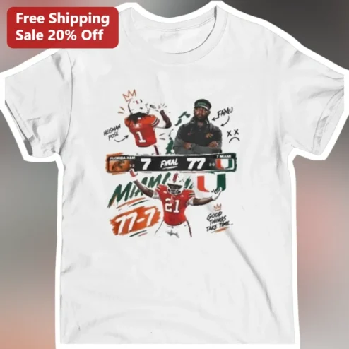 Heisman Pose Good Things Take Time Miami Hurricanes Football Tee