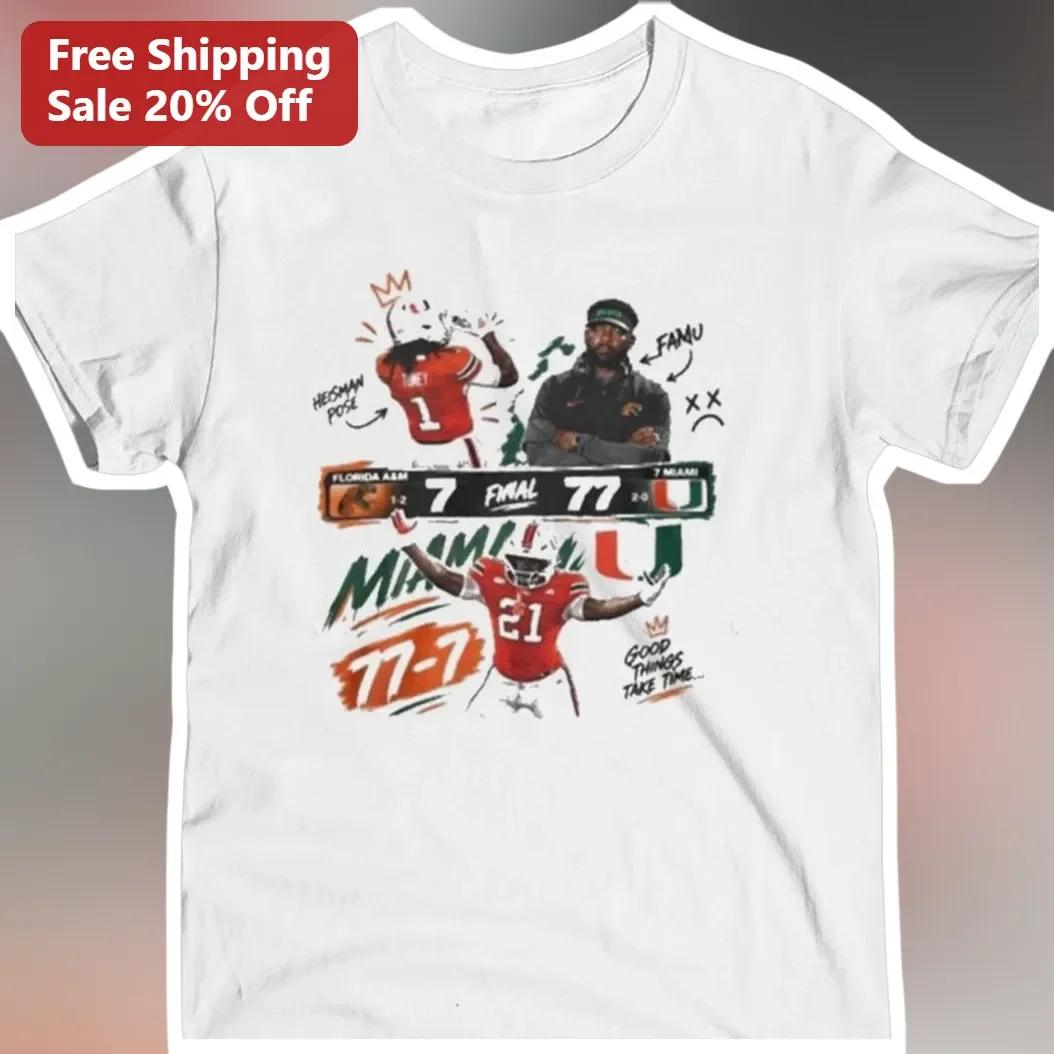 Heisman Pose Good Things Take Time Miami Hurricanes Football Tee