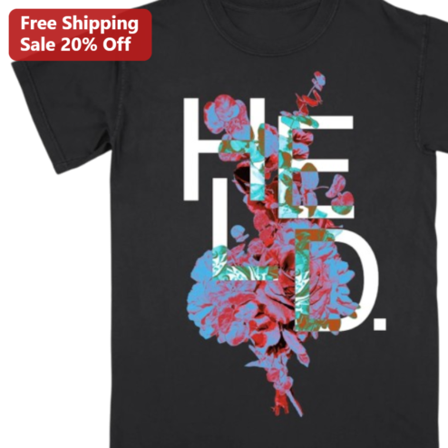 HELD. Floral Botanical Graphic Tee, Modern Flower Bouquet Typography Shirt for Nature Lovers