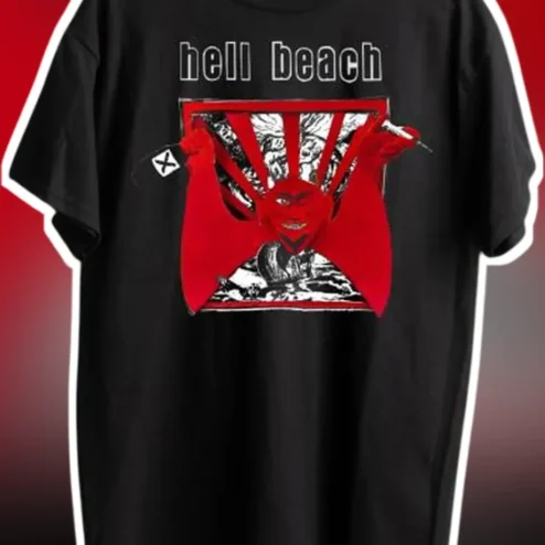 Hell Beach Tee Horror Punk Heavy Metal Band Merch Graphic T-Shirt for Men Women