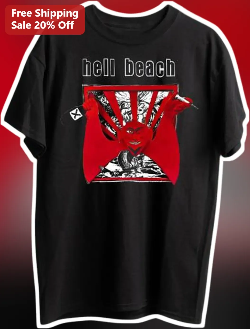 Hell Beach Tee Horror Punk Heavy Metal Band Merch Graphic T-Shirt for Men Women