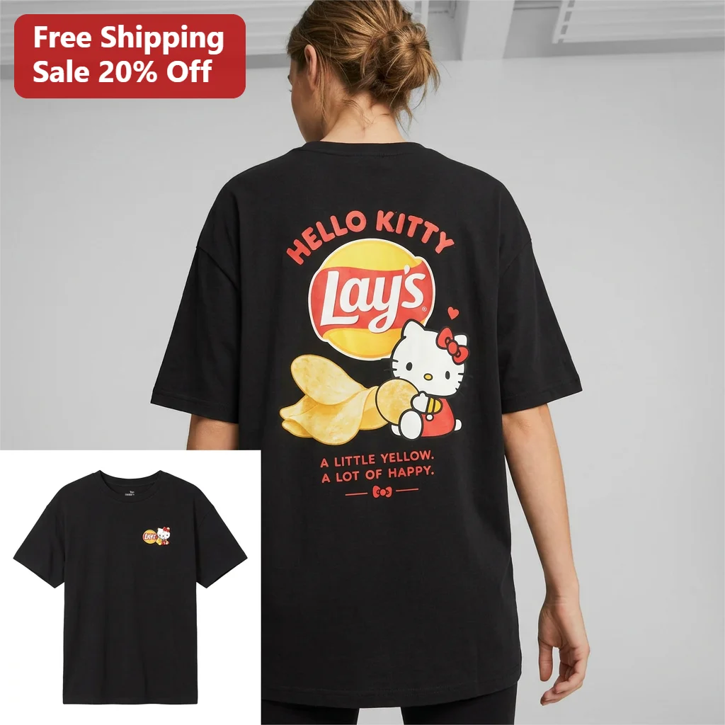 Hello Kitty A Little Yellow A Lot of Happy Tee Cute Retro Snack Graphic Shirt for Fans