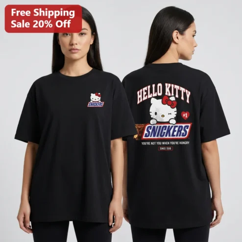 Hello Kitty Snickers You're Not You When You're Hungry Graphic Tee Since 1930 Vintage Slogan Shirt