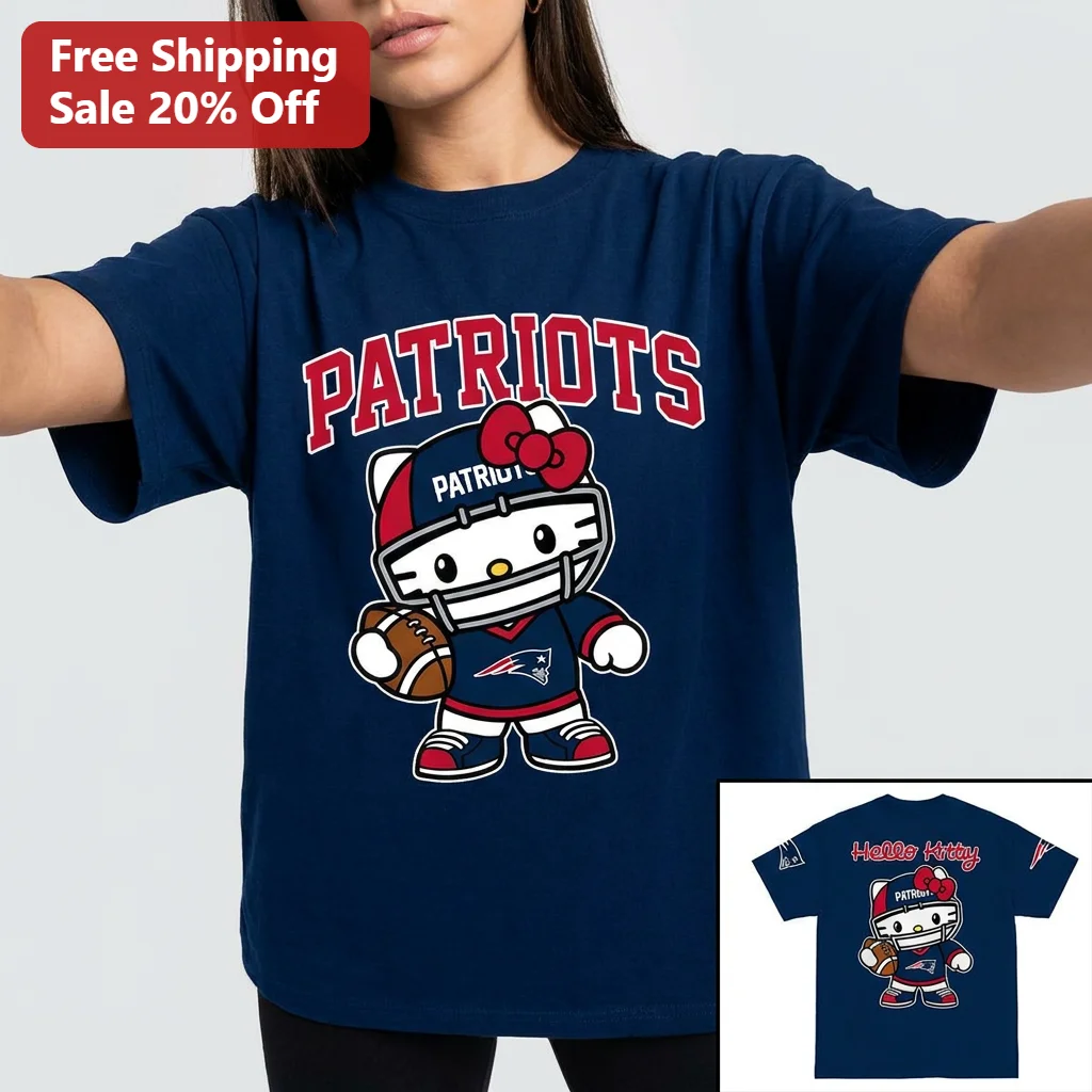 Hello Kitty Tee New England Patriots Football Fan Gift Sanrio NFL Fans