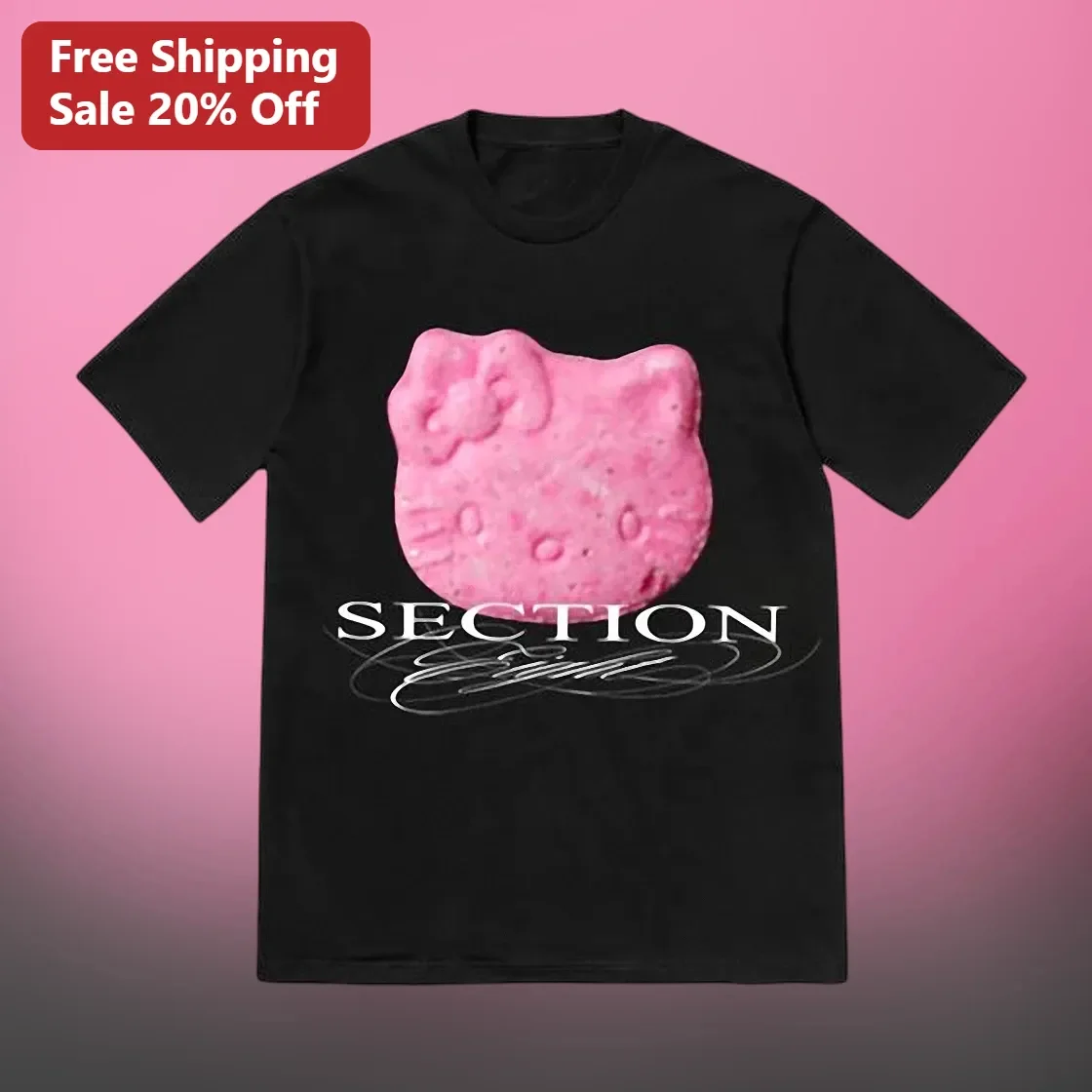 Hello Kitty Tee Y2K Kawaii Pink Cookie Graphic T-Shirt for Women Men Sanrio Fans
