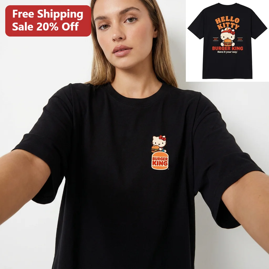 Hello Kitty x Burger King Have It Your Way Graphic Tee Retro Fast Food Collab Shirt