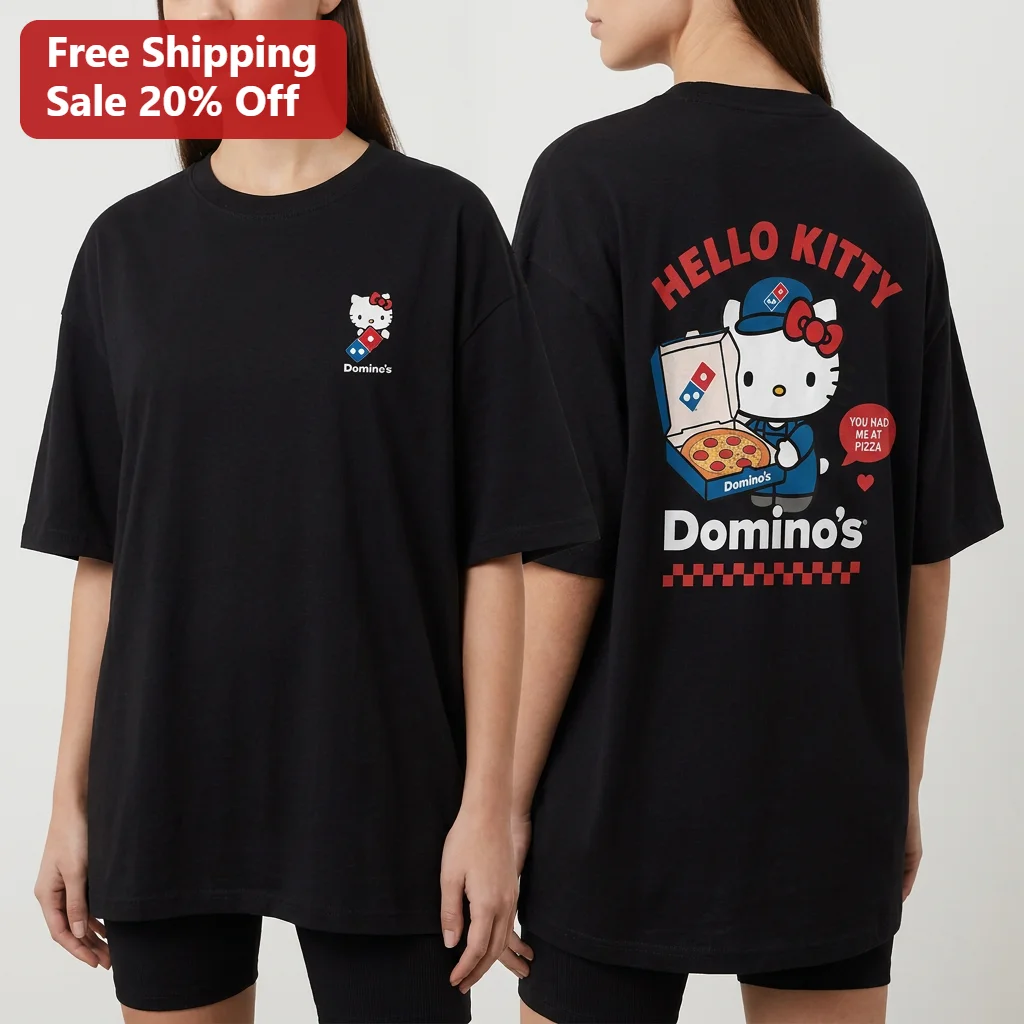 Hello Kitty You Had Me At Pizza Dominos Tee, Cute Kawaii Fast Food Lovers Graphic Shirt