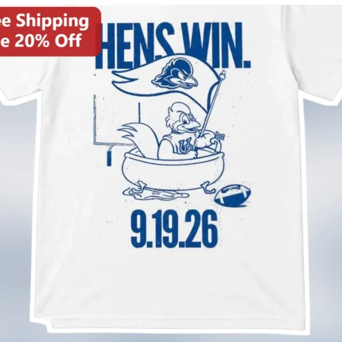 Hens Win Graphic Tee Vintage College Football Fan Shirt for University of Delaware Alumni