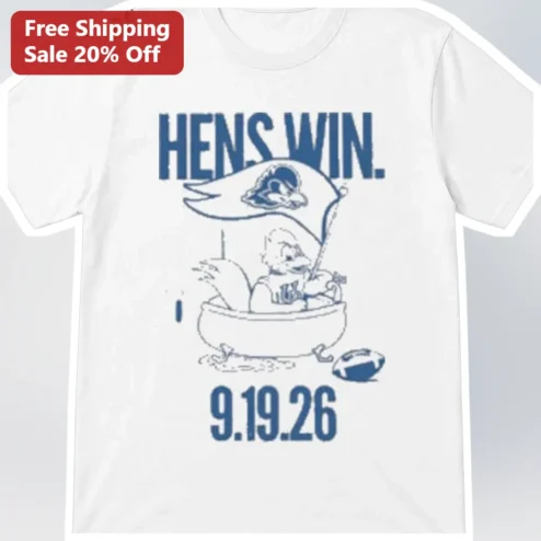 Hens Win. Vintage Hen in Bathtub Graphic Tee for College Football Fans
