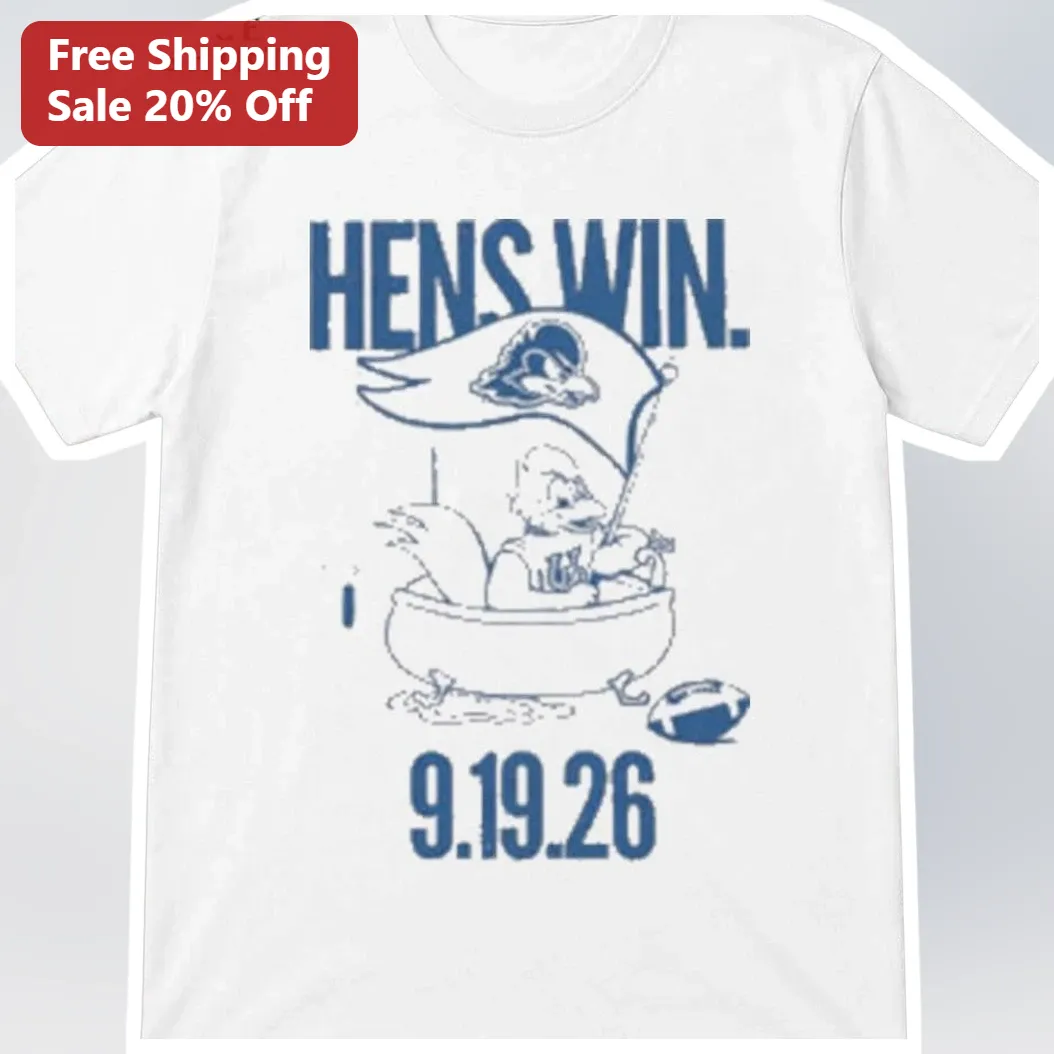 Hens Win. Vintage Hen in Bathtub Graphic Tee for College Football Fans