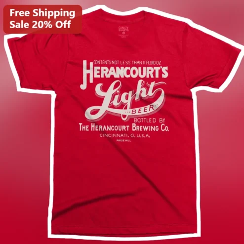 Herancourt's Light Beer Vintage Label Design Tee Cincinnati Ohio History Retro Typography Shirt