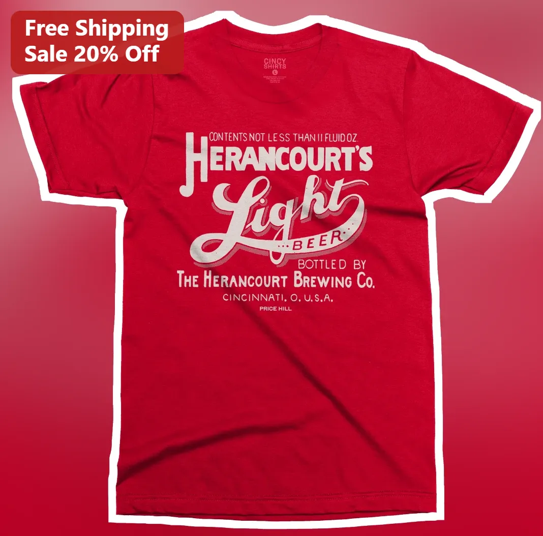 Herancourt's Light Beer Vintage Label Design Tee Cincinnati Ohio History Retro Typography Shirt