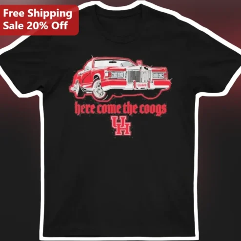 Here Come The Coogs UH Vintage Rolls Royce Graphic Tee University of Houston Football Gift